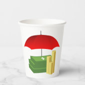 Financiële beveiliging met rode paraplu papieren bekers (Voorkant)