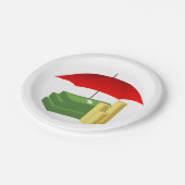 Financiële beveiliging met rode paraplu papieren bordje (Gekanteld)