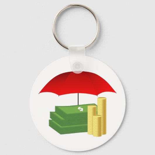 Financiële beveiliging met rode paraplu sleutelhanger (Voorkant)