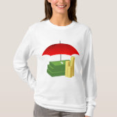 Financiële beveiliging met rode paraplu t-shirt (Voorkant)
