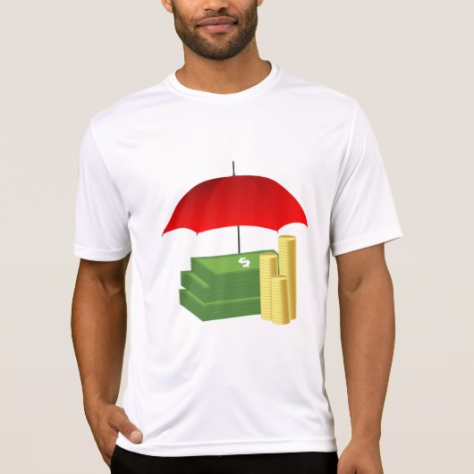 Financiële beveiliging met rode paraplu t-shirt (Voorkant)