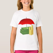 Financiële beveiliging met rode paraplu t-shirt (Voorkant)