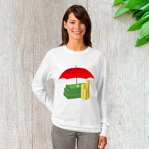 Financiële beveiliging met rode paraplu t-shirt
