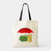 Financiële beveiliging met rode paraplu tote bag (Achterkant)