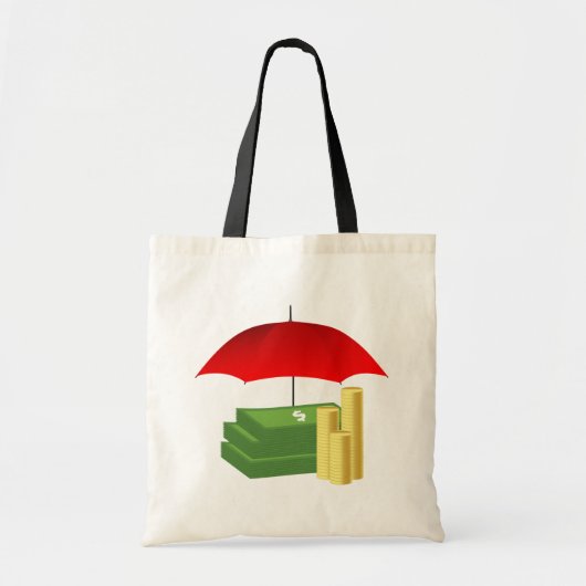 Financiële beveiliging met rode paraplu tote bag (Voorkant)
