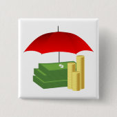 Financiële beveiliging met rode paraplu vierkante button 5,1 cm (Voorkant)