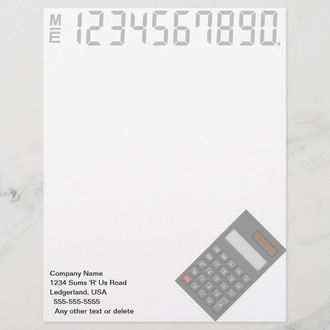 Financiële calculator Letterhead (zwart) (Voorkant)