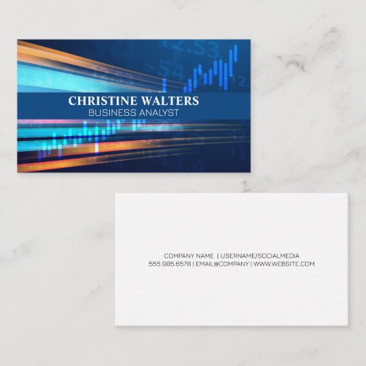 Financiële grafiek | aandelen nummers | data infor visitekaartje (Voorkant / Achterkant)