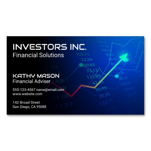 Financiële grafiek en cijfers magnetisch visitekaartje (Voorkant)