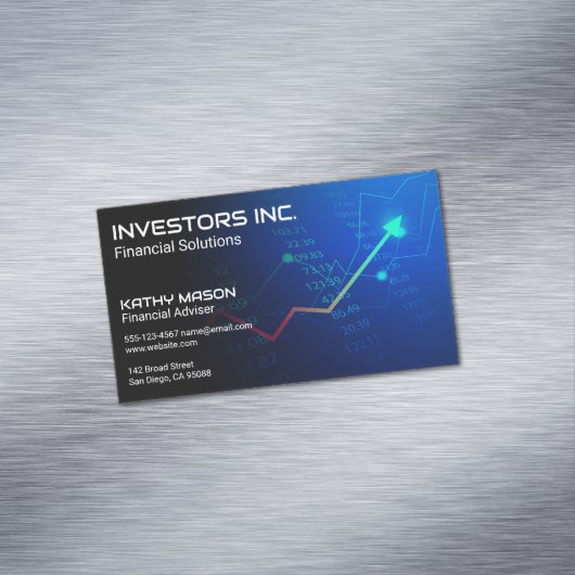 Financiële grafiek en cijfers magnetisch visitekaartje (Voorbeeld)