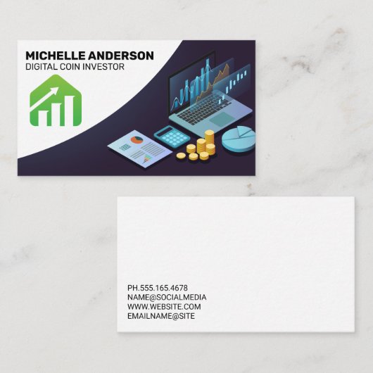 financiële grafiek | gelddata-analist visitekaartje (Voorkant / Achterkant)