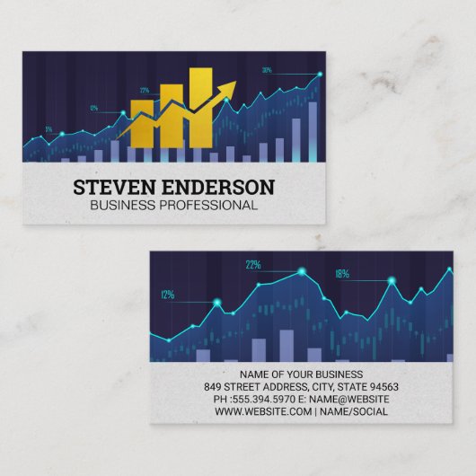 Financiële grafiek | Grafiek Grafiek voor aandelen Visitekaartje (Voorkant / Achterkant)