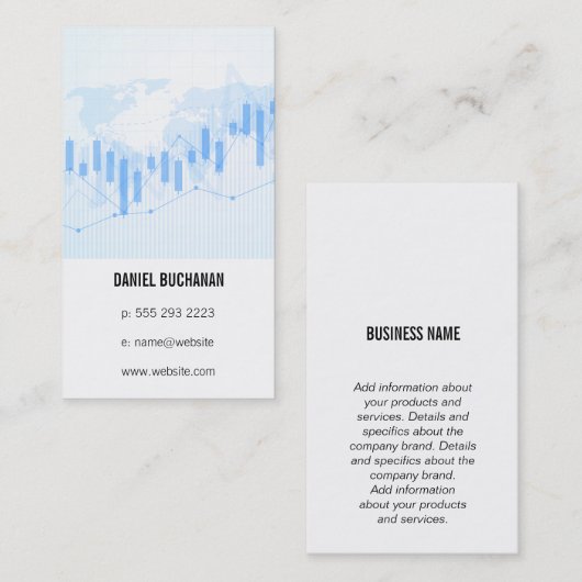 Financiële grafiek | Wereldkaart Visitekaartje (Voorkant / Achterkant)