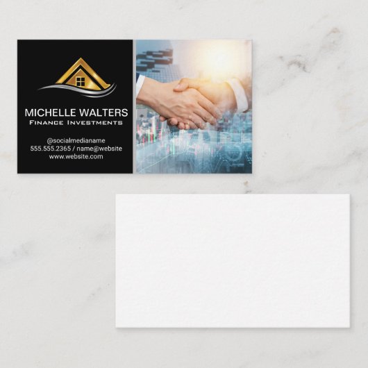 Financiële grafieken | bezit | Handen schudden Visitekaartje (Voorkant / Achterkant)