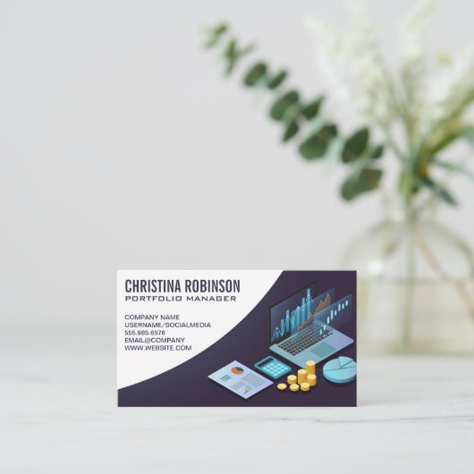 Financiële Grafieken en Diagrammen | Portefeuille Visitekaartje (Staand voorkant)