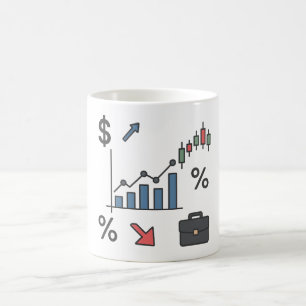 Financiële grafieken en grafieken illustratie koffiemok