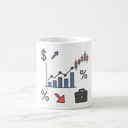 Financiële grafieken en grafieken illustratie koffiemok (Center)
