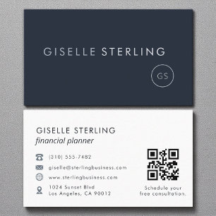 Financiële Planner QR Code Marine Blue Luxury Visitekaartje