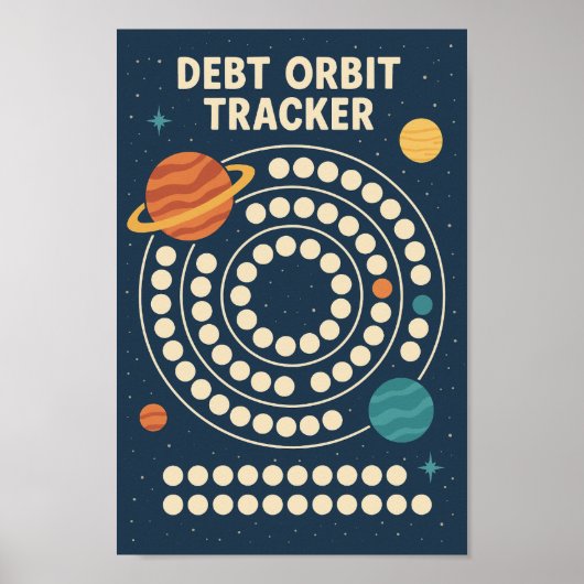 Financiële Reis - Schuld Planeet Omloopbaan Tracke Poster (Voorkant)