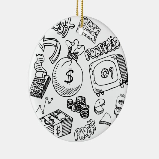 Financiële Symbool Doodle Set Keramisch Ornament (Rechts)