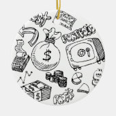Financiële Symbool Doodle Set Keramisch Ornament (Voorkant)