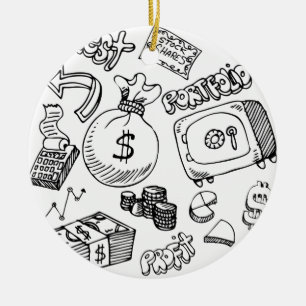 Financiële Symbool Doodle Set Keramisch Ornament