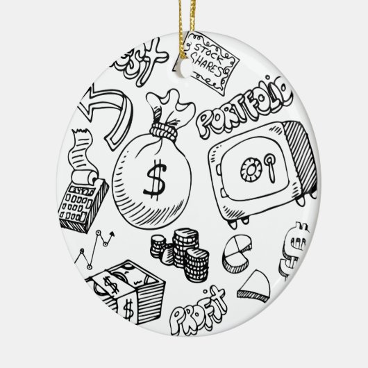 Financiële Symbool Doodle Set Keramisch Ornament (Links)