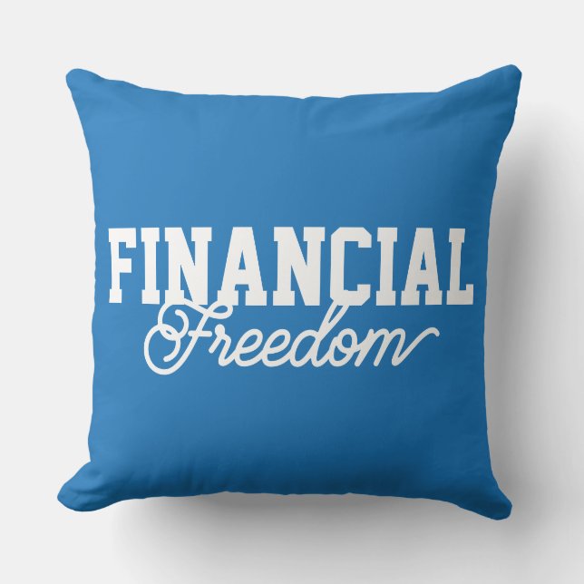 Financiële Vrijheid Typografie Blauw FFS Kussen (Voorkant)