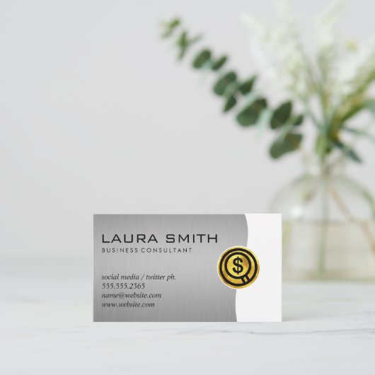 Financiën Geldbeheerder / Gouden Monogram Visitekaartje (Staand voorkant)