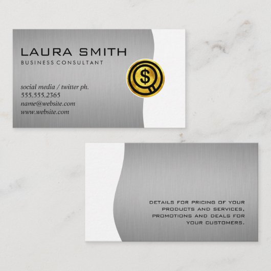 Financiën Geldbeheerder / Gouden Monogram Visitekaartje (Voorkant / Achterkant)