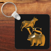 Financiën Gouden Beer Vs Stier Sleutelhanger (Voorkant)