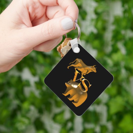 Financiën Gouden Beer Vs Stier Sleutelhanger (Hand)