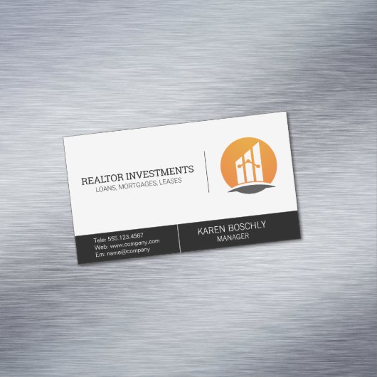 Financiën Logo | Vastgoedinvesteerder Magnetisch Visitekaartje (Voorbeeld)