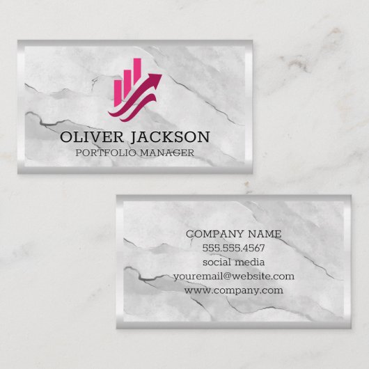 Financiën | Stapelstaafgrafiek | Steen Visitekaartje (Voorkant / Achterkant)