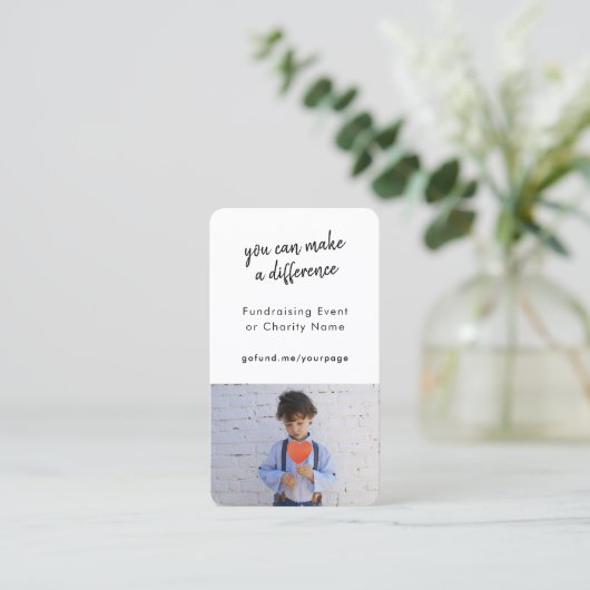 Financiering | Charity Event Donate Now Photo Card Visitekaartje (Staand voorkant)