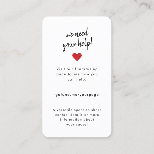 Financiering | Charity Event Donate Now Photo Card Visitekaartje (Achterkant)