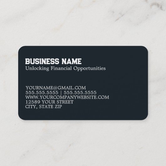 Financiering door investeringsbank visitekaartje (Achterkant)