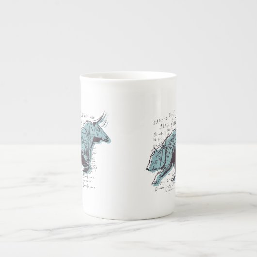 Financiering van aandelenmarktanalyse porselein kop (Voorkant)