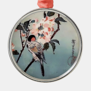 Finch Cherry Blossom Japanse print Metalen Ornament