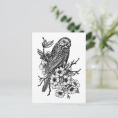Finch op kersenbranche briefkaart (Staand voorkant)
