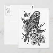Finch op kersenbranche briefkaart (Voorkant / Achterkant)