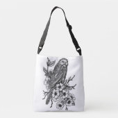 Finch op kersenbranche crossbody tas (Achterkant)