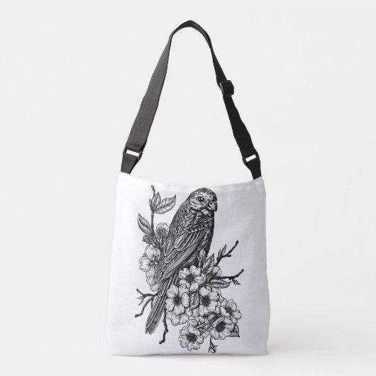 Finch op kersenbranche crossbody tas (Voorkant)