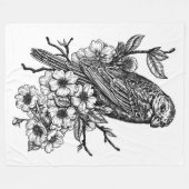 Finch op kersenbranche fleece deken (Voorkant (Horizontaal))