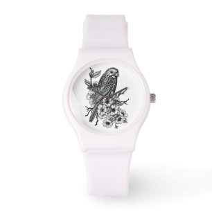 Finch op kersenbranche horloge