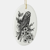 Finch op kersenbranche keramisch ornament (Rechts)