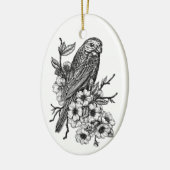 Finch op kersenbranche keramisch ornament (Links)