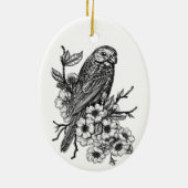 Finch op kersenbranche keramisch ornament (Achterkant)