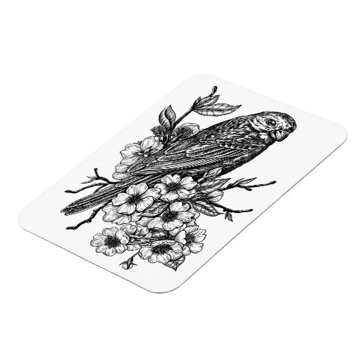 Finch op kersenbranche magneet (Linkerzijde)