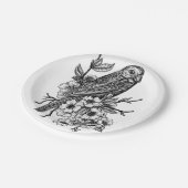 Finch op kersenbranche papieren bordje (Gekanteld)